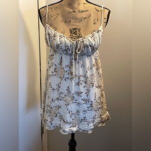 Skylar + Madison White Floral Spaghetti Strap Tank